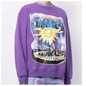 Chinatown Market Purple Tornado Crew Neck Sweatshirt Long Sleeve Mens Size S